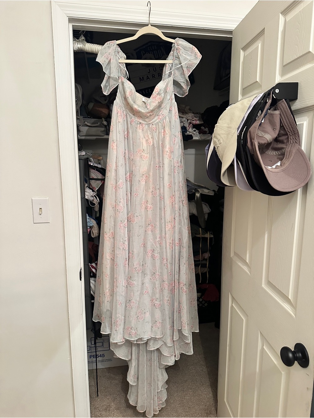 Charleston Dress - BUMP FRIENDLY - Floral Sweetheart Maxi in sage, blues & pinks - Picture 9 of 14